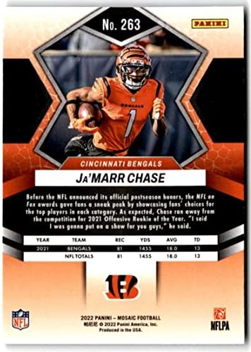 2022 Panini Mosaic 263 Ja'marr Chase Nacionalni pride Cincinnati Bengals NFL fudbalska trgovačka kartica