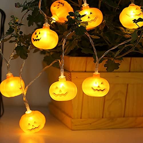 Halloween Pumpkin string Lights, 20 LED 9.8 ft 3D slatka vodootporna narandžasta Jack-O-Lantern svjetla na baterije, 2 načina stabilna