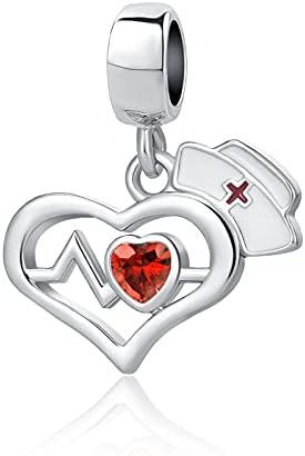 YQSLIN crveno srce Heart Heart Charm elektrokardiogram EKG medicinska sestra kapa RN perle čari fit Evropi čari narukvice