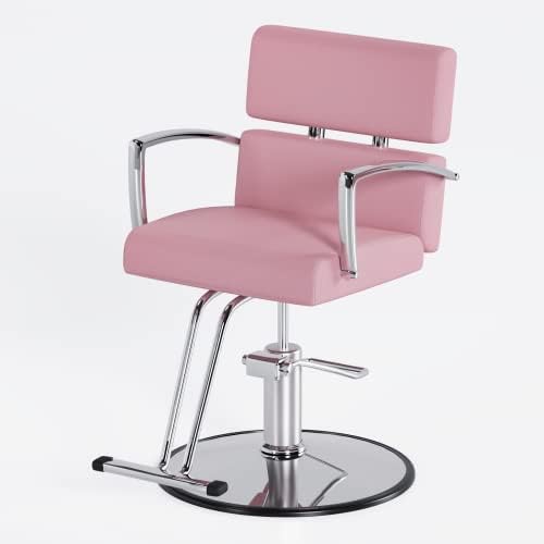 Mefeir salonska stolica za frizera Pink Hidraulična berberska stolica za teške uslove rada, stilističke stolice za kućne pletenice,