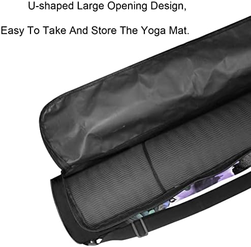 Yoga Mat torba, Lobanja i ljubičasto cvijeće Vježba Yoga Mat Carrier full-Zip Yoga Mat torba za nošenje sa podesivim remenom za žene