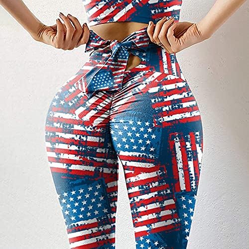 Tajice visokog struka za žene SAD 4. jula bez providnosti neprozirne tanke pantalone za kontrolu stomaka američke zastave