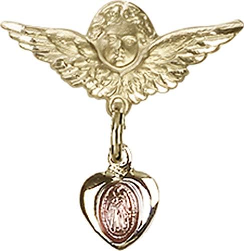 Jewels Obsession Baby Badge sa ružičastim čudesnim šarmom i Angel sa krilima značka za značku / Zlatna ispunjena bebina značka sa