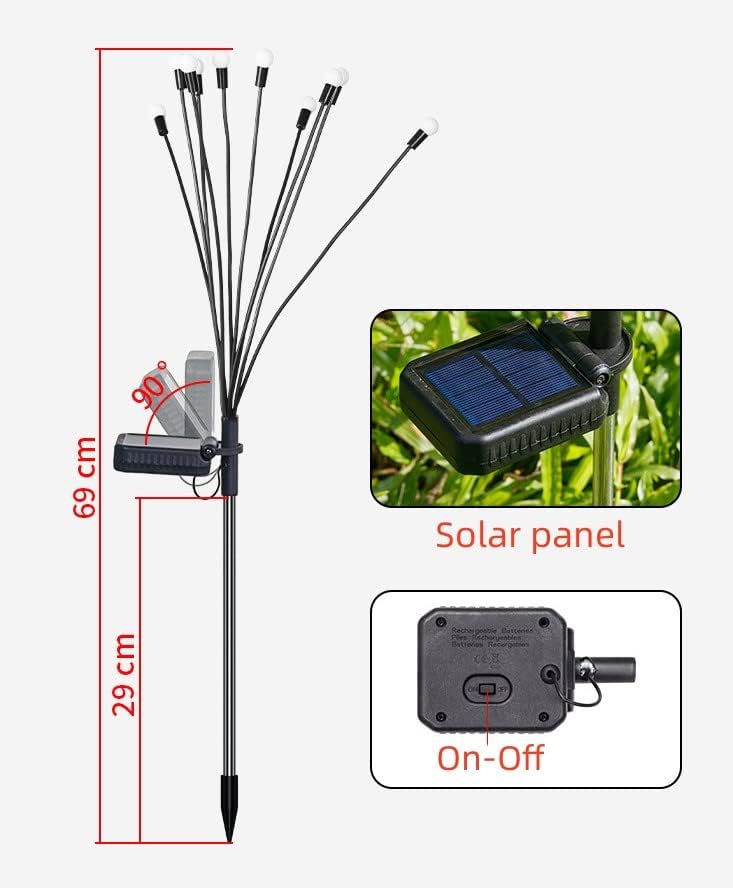 Firefly Lights Solarna vanjska, 2 pakovanja 10 LED-a Solarna snaga Firefly Lights, Sway by Wind Firefly Garden Svjetla Solarna vanjska,