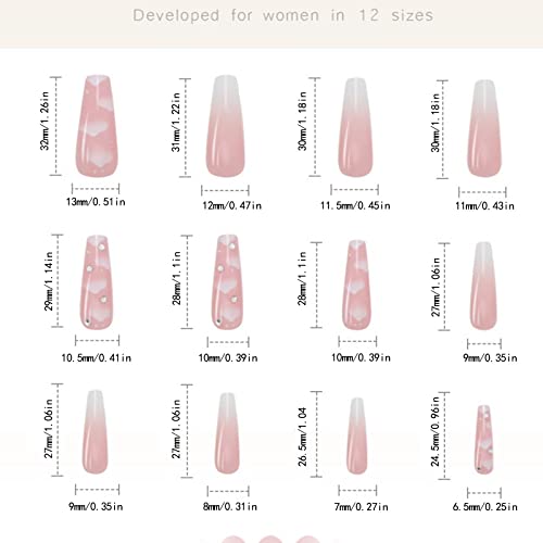 Kratki kovčeg akrilni Savjeti za nokte 24 kom umjetni nokti luksuzna ružičasta presa na noktima od vještačkog dijamanta dugi lijes