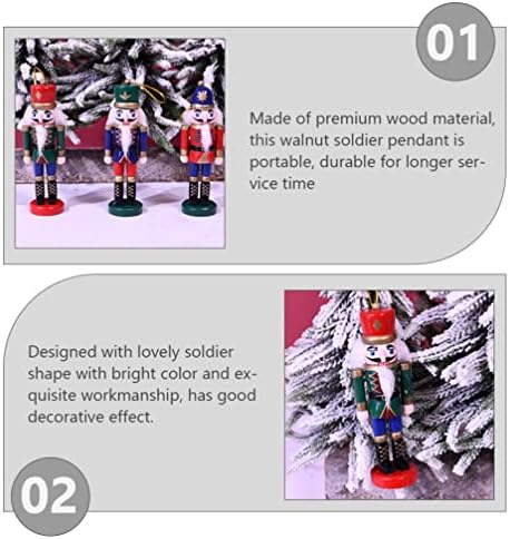Minijaturne igračke drveni Božić Orašar vojnik Ornament: 3kom Mini Orašar vojnik figure igračka Božić drvo Ornament 7CM za poklone