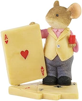 Enesco Repovi Wth Heart Card Morski pas Miš Holding Poker čips Minijaturna figurica, 2 inča, višebojni