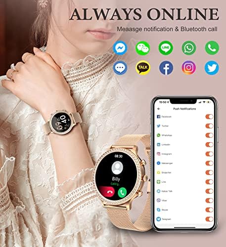 Iaret Smart Watch za žene, pametni satovi za Android iOS telefone 1,32 TOUCHRESCREN SMARTWATCH sa AI glasovnom kontrolom Srčana brzina