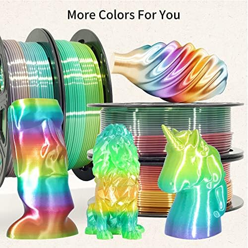 Mkoem 4 vrste Rainbow Multi Boolobooja Brza boja PLA 3D Prč filament svile za paket boja: 4 različite boje u boji Svilena ploča za