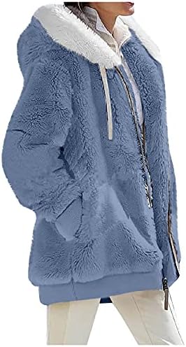 Foviguo Women Winter kaput, Zimski džemperi za žene s kapuljačom s kapuljačom s dugim rukavima klasični mekani džemper v izrez puffy