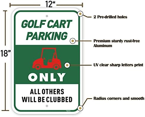 TQYC Golf Cart Parking samo svi ostali bit će klupski znak, 2-pakovanje 12 x 18 .040 RUST .