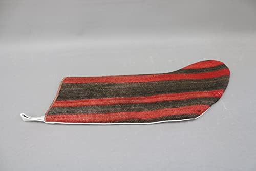 Sarikaya Jastuk Santa Cruz Čarapa, Ručno rađene čarape, prugasta čarapa, crvena čarapa, novogodišnja čarapa, vintage čarapa, monogrammirano