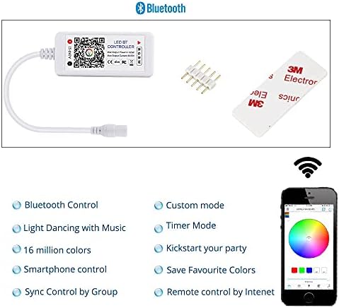 Bluetooth RGBW / RGB kontroler za LED svjetlosne trake, Android i iOS Besplatna aplikacija Bluetooth LED traka svjetlosni kontroler