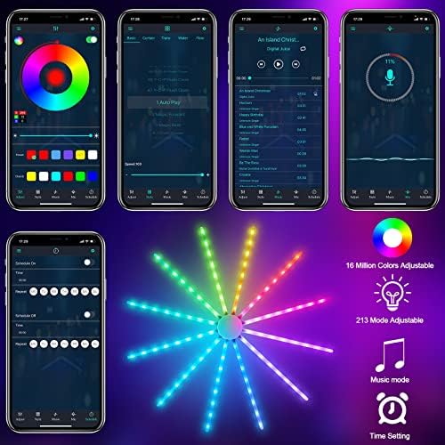 ROSNEK RGB LED traka, 16 miliona promjena boje, muzički sinkronizacija, tajmer, 213 režimi svjetla, aplikacija i daljinski upravljač,