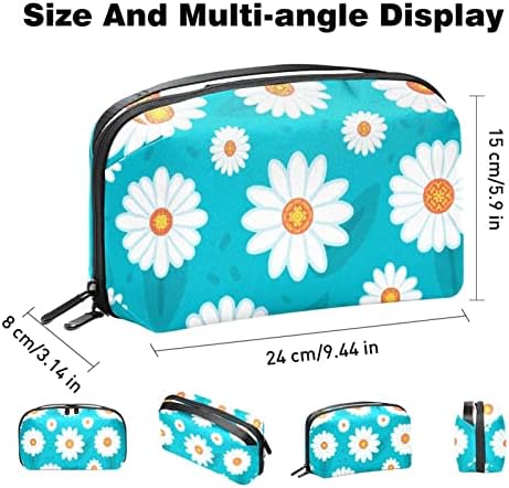 Torba za šminku COUNEY kozmetička torbica torbica torbica sa patentnim zatvaračem i djevojkama bijela tratinčica cvijeća Plava pozadina