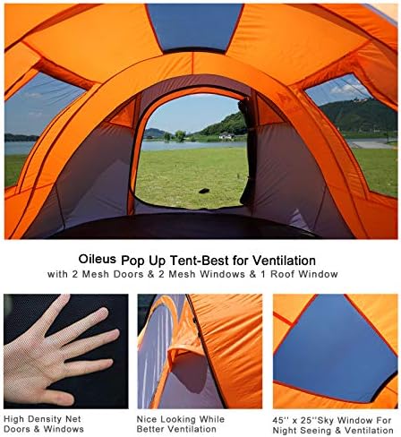 Oileus šatori oileus pop up šator porodični šatori za kampiranje osoba za Sky Instant 14 ojačanih čeličnih Kočića za nošenje