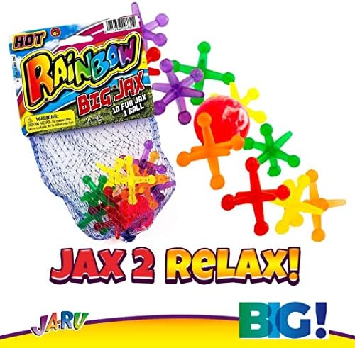 Ja-RU Rainbow Jax Toy Set Big Plastic Jacks igra sa loptom za djecu i odrasle. Neonske Priključke Za Igračke. Zabavna Retro Igračka.