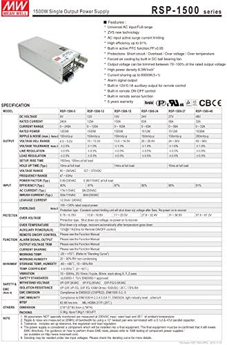 Srednje Dobro Original RSP-1500-24 jedan izlaz sa PFC funkcijom napajanja 24V 125A 1512w