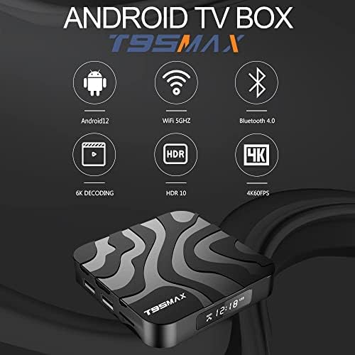 Android TV Box 12.0, T95 Max Android Box 4GB RAM 32GB ROM sa Allwinner H618 Quadcore Smart TV Box, 2.4GHz / 5GHz Dual WiFi 3D 6K streaming