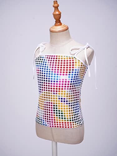 Vernlan Girls Kids Shiny Metallic Podesive špagete Crop Top Tank Tank The Majica za Jazz Hip Hop Street Dancewear kostim