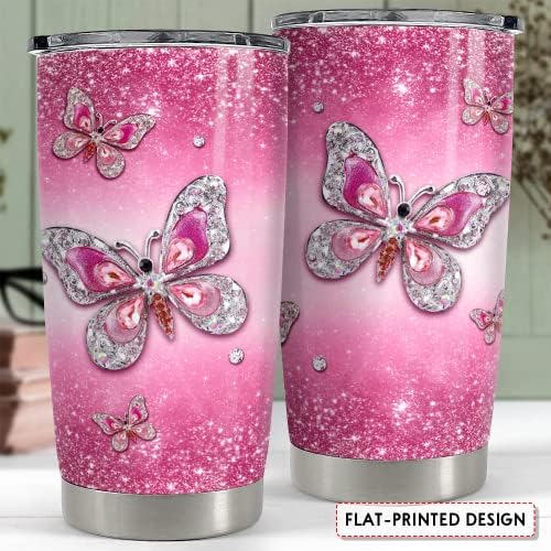 Sandjest Butterfly Tumbler nakit 20oz TUMBERI SA LIDOM POKLONOM ZA ŽENE GIRL KORCE SERISTER MOM BOŽIĆNI BRANDING pokloni