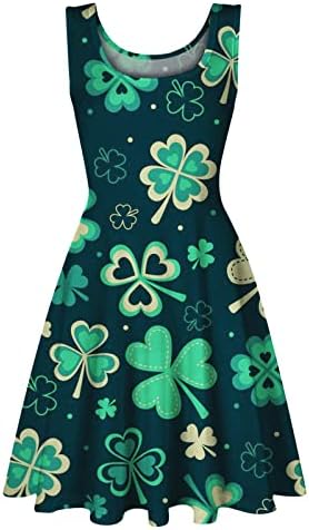 Djevojačka haljina sa kratkim rukavima Shamrock Clover štampane Casual Swing Mini haljine za odmor opušteni Fit Flare sarafan na plaži