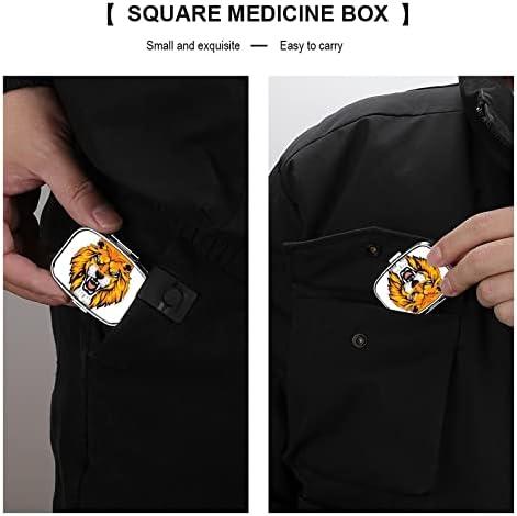 Kutija za pilule Lion kvadratnog oblika futrola za lijekove prenosiva kutija za vitaminske posude Organizator pilula držač za pilule