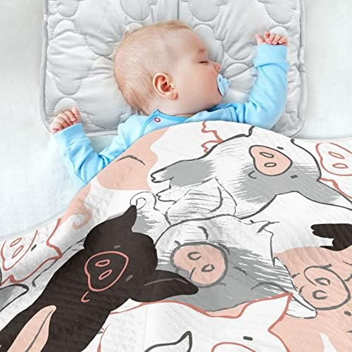 Swoddle pokrivačica svinje pamuk pokrivač za dojenčad, primanje pokrivača, lagana mekana prekrivačica za krevetić, kolica, rakete,