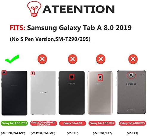 Kartica Galaxy A 8,0 inča, T290 futrola Slim reljefna PU kožna folija pametna nosi poklopac novčanika za Samsung Galaxy Tab A 8,0