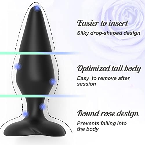 Analna gumba Plug ruže seks igračka za žene, paket od 3 silikonskog analnog trenera prostate igračke za odrasle za par