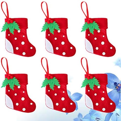 Aboofan 12pcs crvene božićne čarape s dot i lišće dizajniranje noževa viljuške torbe za pribor za jelo vrećice za pribor za jelo osjetljive