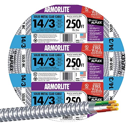 Southwire 55018001 250-stopa 14-mjerača 3-diridral tipa MC kabel, aluminijum