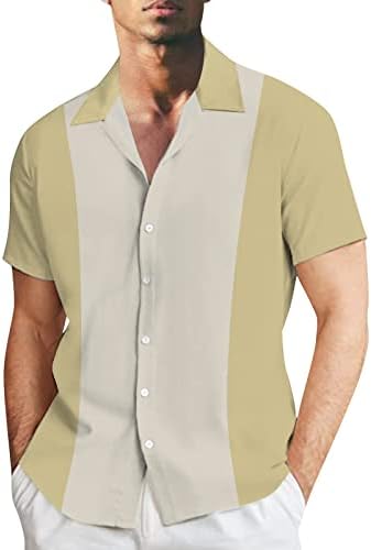 Muška Vintage košulja za kuglanje kratki rukav Casual dugme dolje ljetni blok boja sa prugama Guayabera Beach Shirts