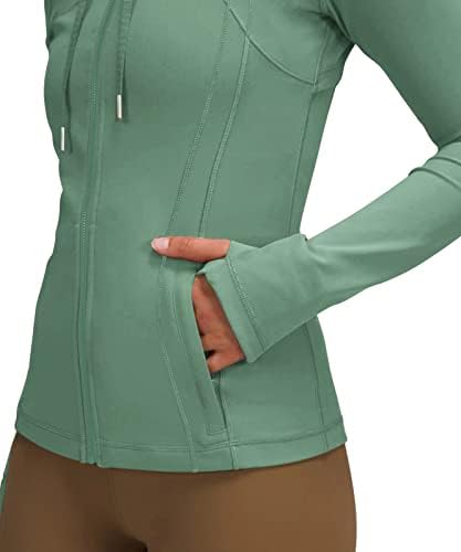 Laslulu Womens Zip Up dukseri Fleece obložene vježbe za trenjske jakne Slim Fit pulover Dukseri Dugi rukavi rupa palca