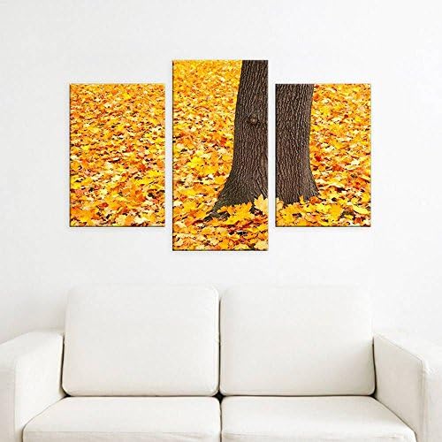 Alonline Art-lišće pored drveta podijeljenim 3 ploče | uokvireno rastegnuto platno na okviru spremnom za kačenje- pamuk - Galerija