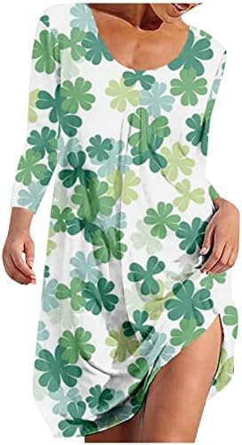 Nokmopo ženske casual haljine modni casual okrugli vrat sv. Patrick's Day Print casual dugih rukava