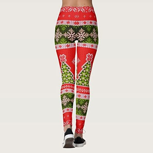 Ružne božićne tamne visokog struka za žene plus veličine gamaše gnome trbuh kontrola treninga radi sportske joge hlače