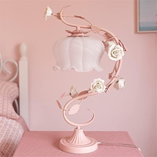JJRY Ugovorena i romantične stolne lampe Kreativna spavaća soba Ružičasta ruža cvjetna djevojka Dječja soba Noćni lampa / Crna Jojos