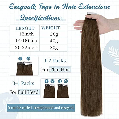 Easyouth ekstenzije za kosu od jedne potke prava ljudska kosa i jedna traka za pakovanje u ekstenzijama za ljudsku kosu Boja Braon