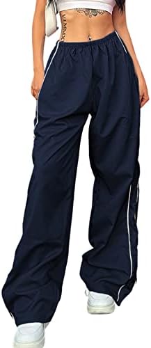 Ellenwell Womens Track Hlače Baggy Y2K padobranske hlače široka noga ulična odjeća Labavi jogger