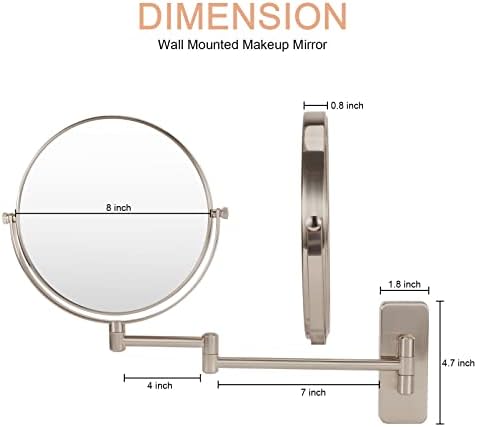 Zidno ogledalo za šminkanje 1x/5x uvećanje 8 dvostrano okruglo okretno proširivo ogledalo za kupatilo, ogledalo za ispraznost koje