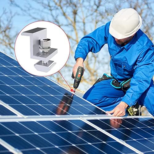 Yapthes Solar End Clamp, 6pcs Solar Panel montažni nosač srednje stezaljke,Aluminij Rail End Clamps podesive ploče uzemljenje Kit