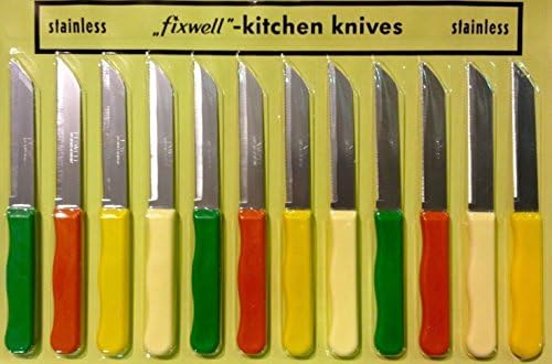Višenamjenski noževi od nerđajućeg čelika Fixwell, 12 kom, crveno zeleni