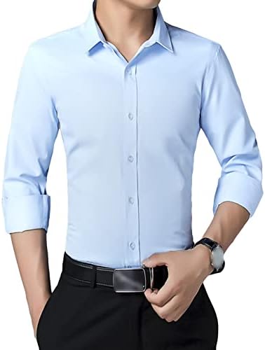 Duge rukave stilske košulje za muškarce jednobojne lagane tanke košulje klasična poslovna dugmad sa dugmetom