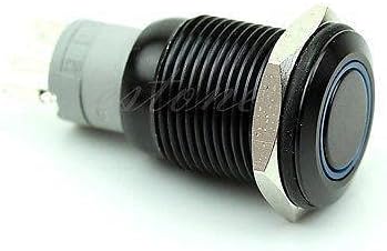16mm 12V plava / crvena / zelena / žuta / bijela LED gumb za napajanje Prekidač Crni aluminijski metal zasuca -