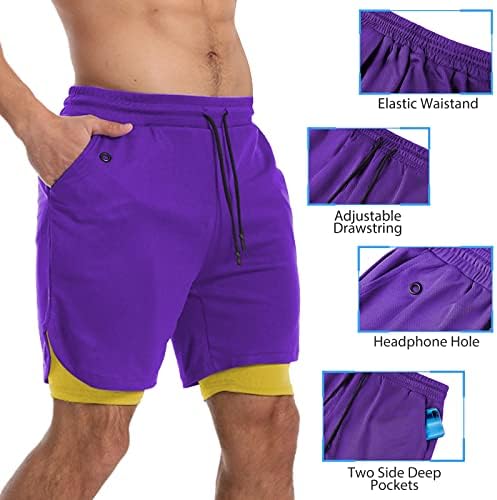 Flevea Muške 2 u 1 vježbanje trčanja kratke hlače Atletska joga teretana 7 kratka odjeća sa bočnim džepovima