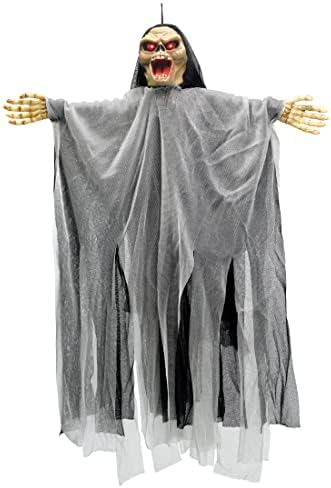 ZIIYAN Halloween Hanging Animatronics Skeleton Ghost sa jezivim vriskom sjajne oči, Grim Reaper Ghosts Scary ukras rekvizit za ukletu