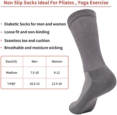 Aaronano dijabetičke čarape za muškarce bolničke čarape žene bambus labavi fit nevezing čarape za posade 5 pari