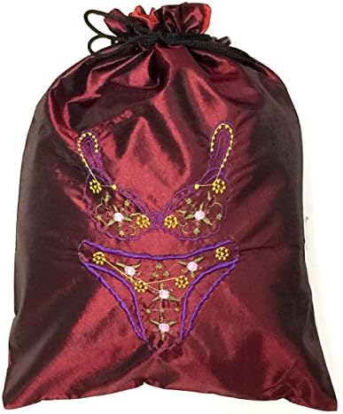 Wrapables Silk vezeni grudnjak & gaćice donji veš torba, bordo