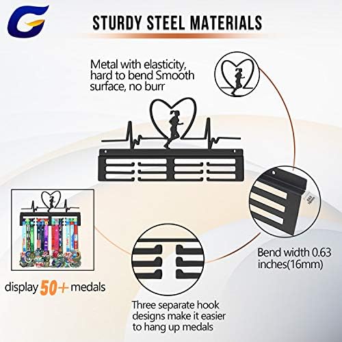 Genovese Medaljna vješalica za ženske tekućine, maratonske medalje zaslon, čvrst čelični metalni držač, zidni nosač preko 50 medalja